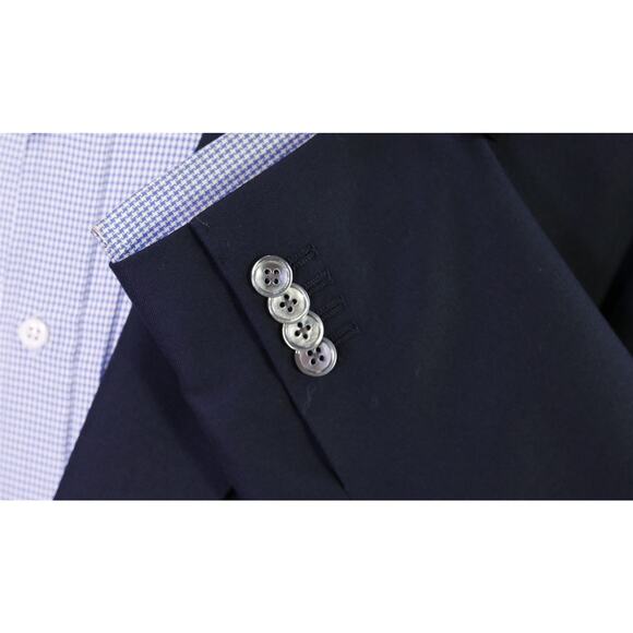 Corneliani Navy Blue Blazer Super 100's Wool Mother of Pearl Buttons Jacket 44R - Picture 6 of 10